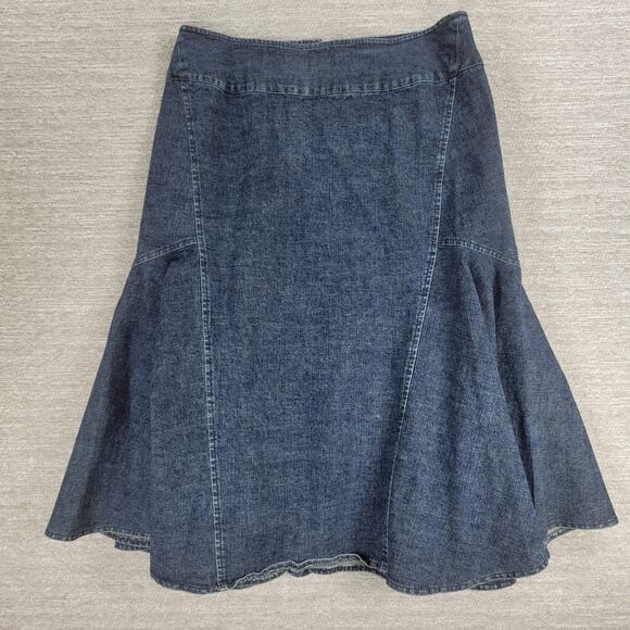 VTG Powerline Denim Skirt Size 8 Blue Dark‎ Wash Flounce Flared Mermaid Rodeo - Picture 8 of 11